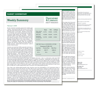Weekly Market commentary